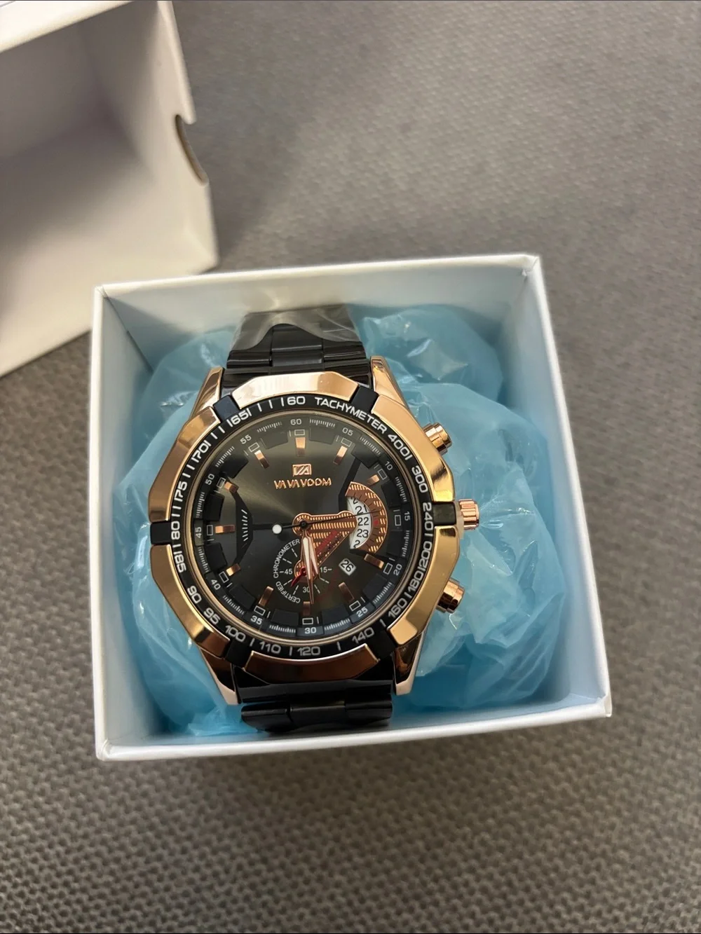 Vavadoom Rose Gold and Black Men's Chronograph Watch